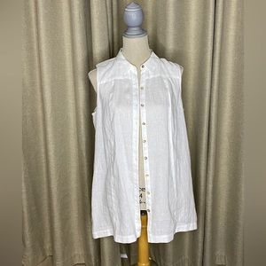 J Jill sleeveless white linen swing blouse. EUC Sz M